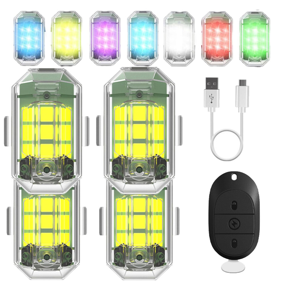 Wireless Led Strobe Lights With Remote, Usb Rechargeable Rgb For Cars Motorcycle Truck Drone Bike 9169991205113