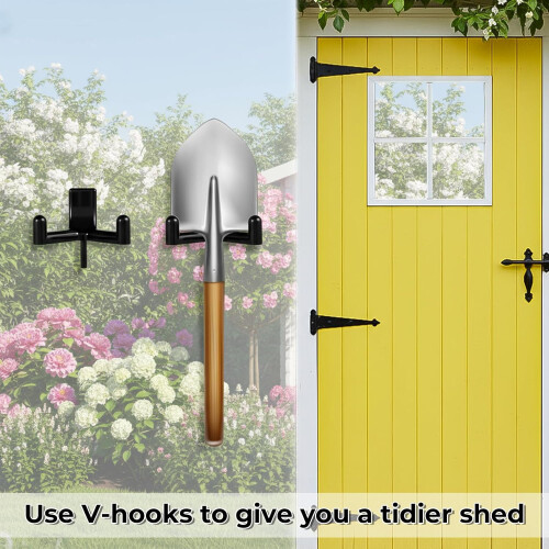 10 Pcs Plastic Shed Hooks for Garden Tools, ABS VShaped Tool Hanger for Space Saving Organization 2