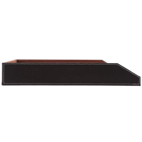 PU Leather Collection Letter Tray, Document Desk Organizer,Stackable Office File Document Tray Holder (Brown) 2