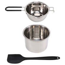 Double Boiler Pot Set Stainless Steel Melting Pot with Silicone Spatula for Melting Chocolate,Soap,Wax,Candle Making
