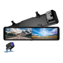 12 Zoll Dashcam 4K Ultra HD 2160P IMX415 RüCkspiegel Heck Ansicht Doppel Objektiv Dashcam Vorder und RüCkseite Auto DVR Dash Kamera