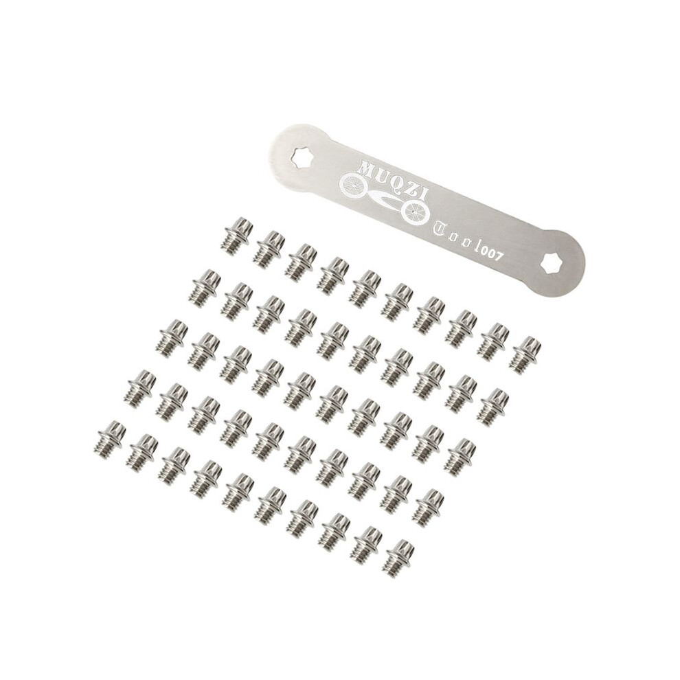 Muqzi 50Pcs Pedals Bolts Mtb Road Bike Pedal Fixed Screw Studs Non-Slip Pin Pedales Parts With Wrench Tool 6031357741227