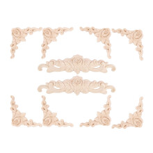 10 Pcs Wood Carved Wall Decor Floral Wood Carved Applique Corner Decorative for Furniture Door Cabinet Bed Decorations