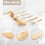 6-Piece Serving Flatware Silverware Set, Serving Utensil Set,Include Cake Server, Slotted Serving Spoon Gold 5