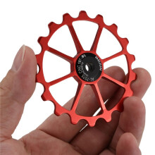 MEIJUN 18T MTB Bicycle Rear Derailleur Jockey Wheel Ceramic Bearing Pulley Road Bike Guide Roller Idler 4mm 5mm 6mm(Red)