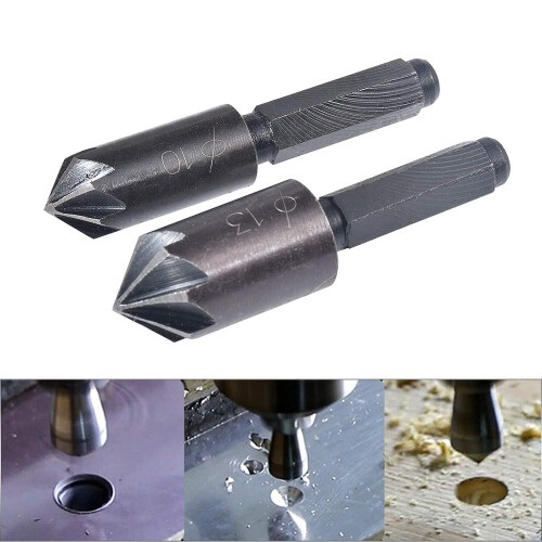 2Pcs 7 Flute Countersink Drill Bit Set Hex Shank Chamfer Countersink Drill Bit Deburring Cutter Woodworking Tool 1