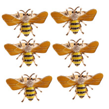 6PCS Gelb Bee Design Metall Serviettenring Handtuch Schnalle Biene Serviettenhalter Hochzeitsfeier Urlaub Hotel Tischdekoration