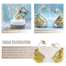 2 Pieces of Swan Ornaments Figurines,Swan Cake Decoration,Car Figurines Decoration,Home Wedding Christmas Decoration A