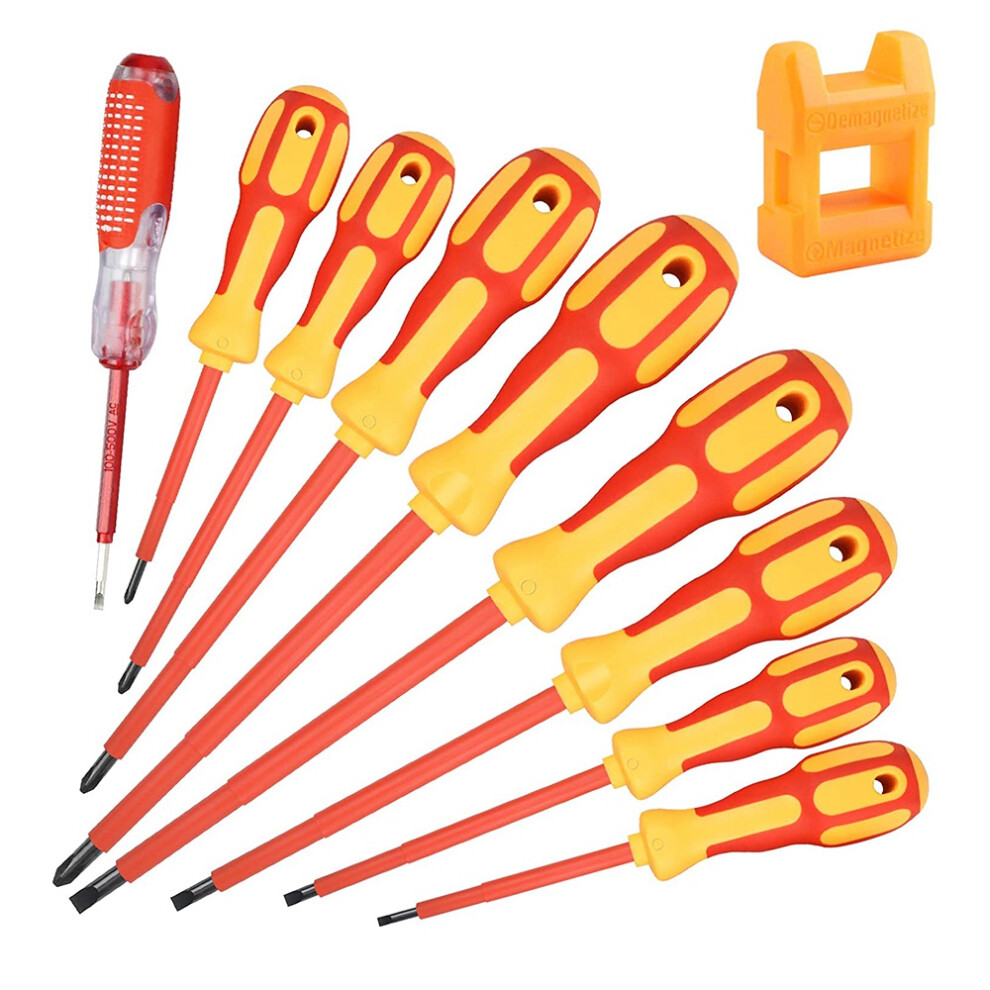 9 Piece 1000V Insulated Electrician Screwdrivers Set With Magnetic Tips And 1 Test Pen Electrical Screwdriver Set 6031470055232
