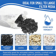 16 PCS Aquarium Mesh Media Filter Bags, Nylon Media Filter Mesh Bags with Zipper (for Particulate Carbon), Bio Balls