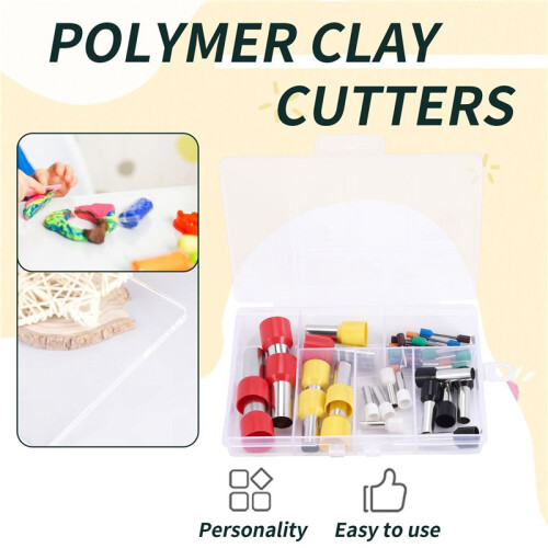 45 Pcs Polymer Clay Tool Kit Acrylic Polymer Clay Roller Clay Blade Cutter Acrylic Sheet Round Circle Punch Tools 2