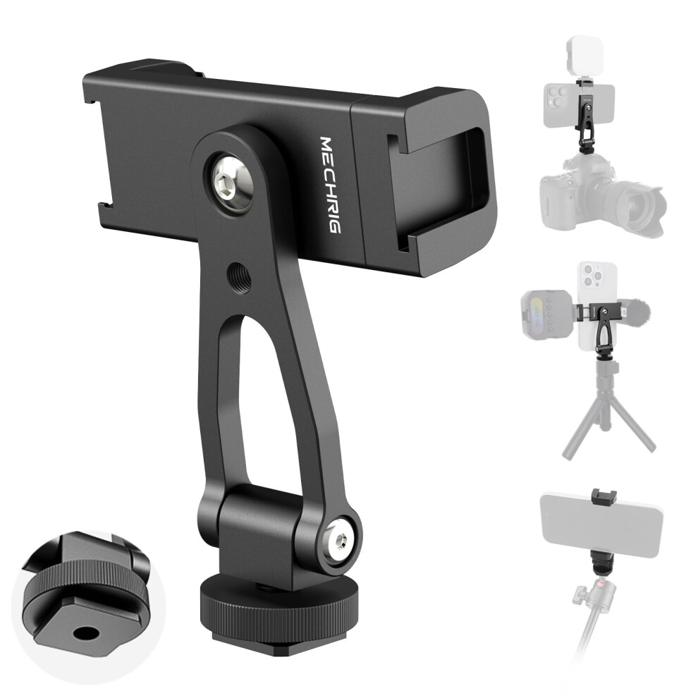 Metal Phone Tripod Mount With Dual Cold Shoe, 360 Rotation And 180 Tilt For Iphone Samsung 9771547184263