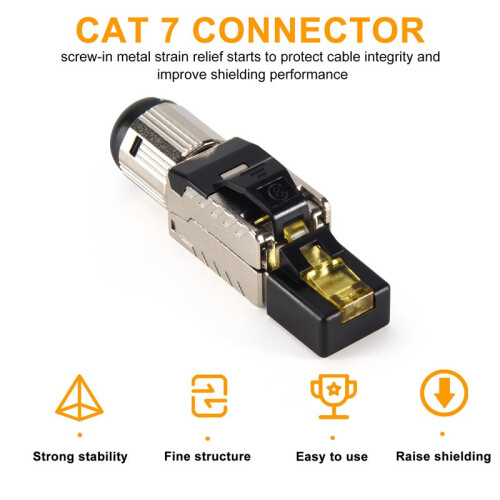 6-Pack Tool Free Shielded RJ45 Cat 8, Cat8 Field Termination Plug, Cat8 Connector, Cat8 Plug 1