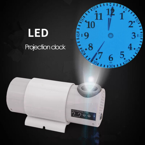 Digital LED Projection Desk Clock Silent Remote Control Table Projector Dial Wall Clocks for Living Store,White,UK Plug 2