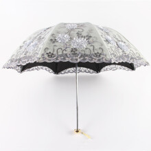 Kanten UV-Zonneparasol Opvouwbare 3D-Bloemborduurwerkparaplu Buitenparasol Zomerbruiloft Bloemenparaplu E