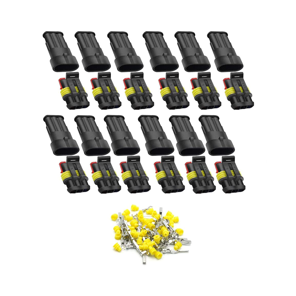 3 Pin Way Car Waterproof Electrical Connector, Plug Automotive 1.5Mm Series Terminal Connectors For Car, (12 Pack) 4713950385252