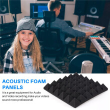 12Pcs Soundproof Foam Panels,2 Inch x 12 Inch x 12 Inch Pyramid Shaped Acoustic Panels for Wall,Studio, Home and Office