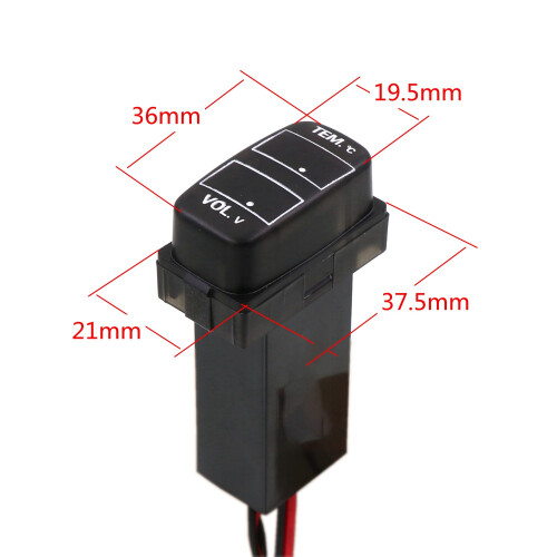 Car Digital Voltmeter Temperature Gauge 2 in 1 Voltage Temp LED Display Meter for 2