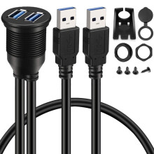 2 Dual USB 3.0 AUX Unterputz Auto Halterung VerläNgerungs Kabel für Auto LKW Boot Motorrad Armaturen Brett - 3 Fuß