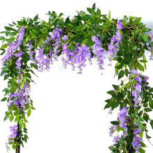 2Pcs 7Ft/Pcs Artificial Wisteria Vine, Flower Garland Wisteria Vine Rattan Hanging Flowers for Outdoor Ceremony,