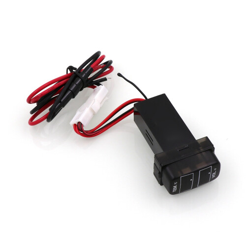 Car Digital Voltmeter Temperature Gauge 2 in 1 Voltage Temp LED Display Meter for 1