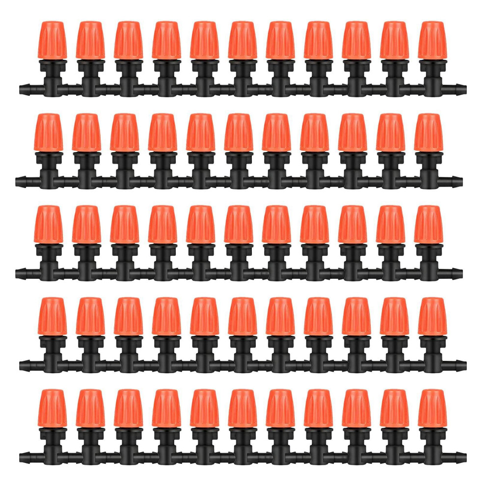 50 Pcs Three-Way Atomizing Nozzle, Adjustable Mist Nozzles, Drip Irrigation Emitters, Greenhouse Watering System 6032562170987