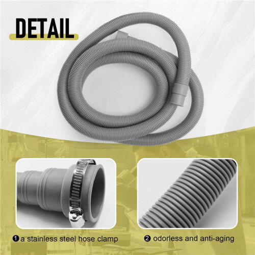 Drain Hose Extension Set Universal Washing Machine Hose 6.5Ft, Include Drain Hoses Hose Clamps 2