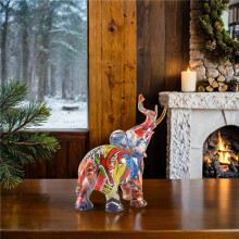 Nordisch Malerei Graffiti Elefant Skulptur Figur Bunte Kunst Elefant Statue Kreative Harz Tier Statue Dekoration A