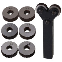 Dual Wheel Knurling Tool Kit 7Pcs 0.5mm 1mm 2mm Wheel Linear Pitch Knurl Set Steel Lathe Cutter Wheel Knurling Tool Set