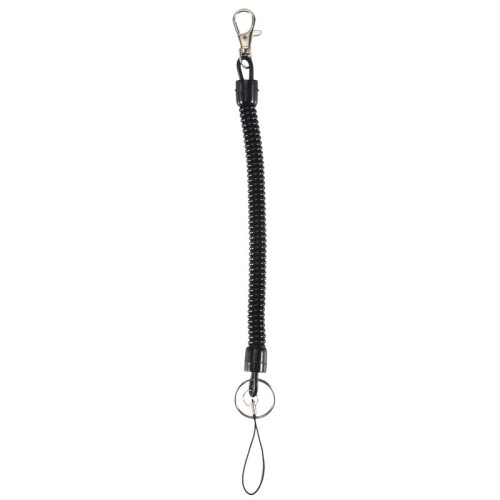 Lobster Clasp Black Spring Stretchy Coil Cord Strap Keychain Key Chain Rope