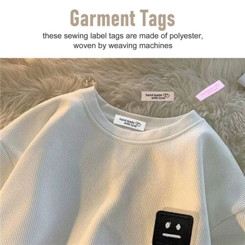 120 Pieces Personalized Sewing Labels Sew  Clothing Labels Handmade Interlocking Heart Pattern Label Tags 1