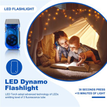 3 LEDs Dynamo Wind lampe de poche pressage a la main Manivelle Caoutchouc naturel lampe de poche sans piles
