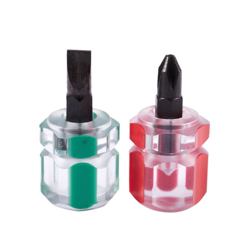 2 pcs Flat Phillips Screwdriver  Screw Driver Short Small Split Repair Tools Kit Set Green+Red