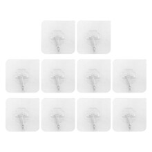 10 Packs Reusable Adhesive Hooks,Transparent Heavy Duty Wall Hooks with No Scratch, Waterproof and Oilproof for Bathroom, Bedroom, Kitchen,