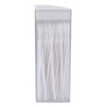 50 Stuks Plastic Tandenstokers 2-Weg Tandenstokers Interdentale Borstelreinigers Draagbare Doos Willekeurige Kleur