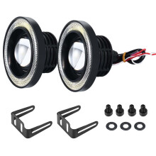 2 Stuks Auto Universele 3,5 Inch Cob Angel Eye Mistlampen Koplampen Running Lights Wit