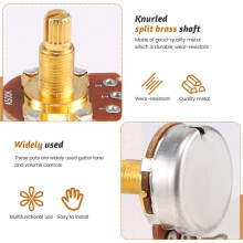 Shaft Full Metric Sized Control Pots A500K Audio Taper Potentiometers Pot for Electric Guitar Bass (Set of 4)