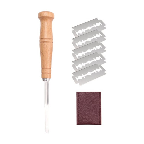 Bread Bakers Cutter Slashing Tool Dough Making  Wood Handle Bakeware for Bread Bakeware Kitchen with 5X Blades 1