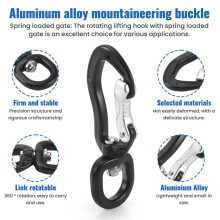 360 Swivel Rotating Carabiner Clip,Multifunctional Aluminium Alloy Carabiner D Buckle for Outdoor Camping Hiking