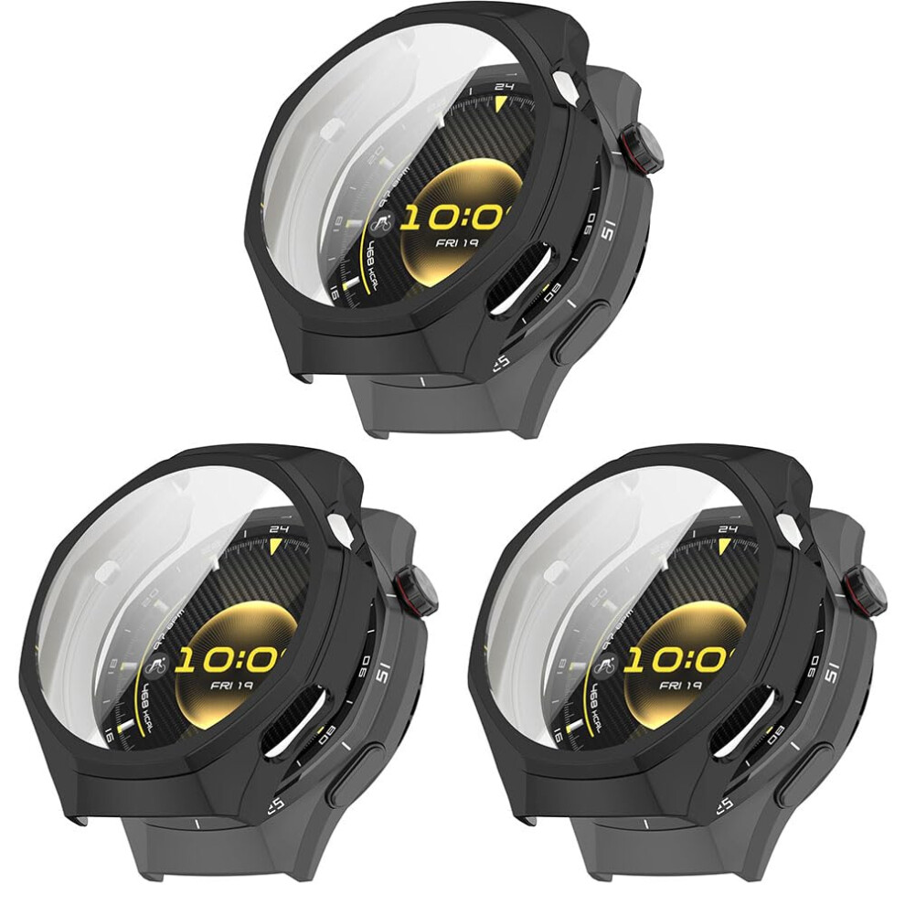 3 Pack Shockproof Tpu Protective Cover With Screen Protector For Huawei Watch Gt 6 Pro 46Mm Black 9169991205656