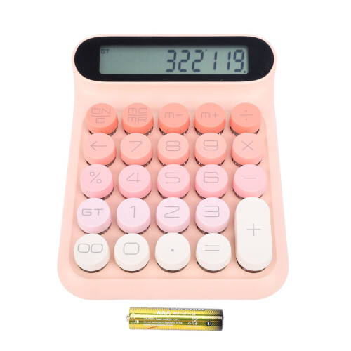 Pink 24-Key Blue-Switch Calculator, 600mAh AAA 1