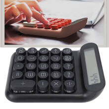 Kompakte 24-Tasten-Rechenknecht mit mechanischen Tasten und LCD-Display in Schwarz