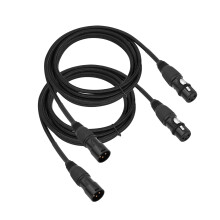 Paquete de 2 cables XLR de 10 pies, M-F, bañados en oro, negro