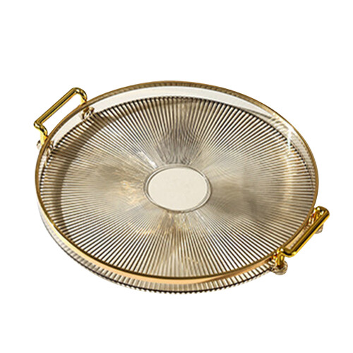 Round Handled Tray in Amber Gold 1