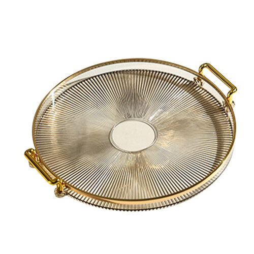 Versatile Clear Tray with Handles and Stripes