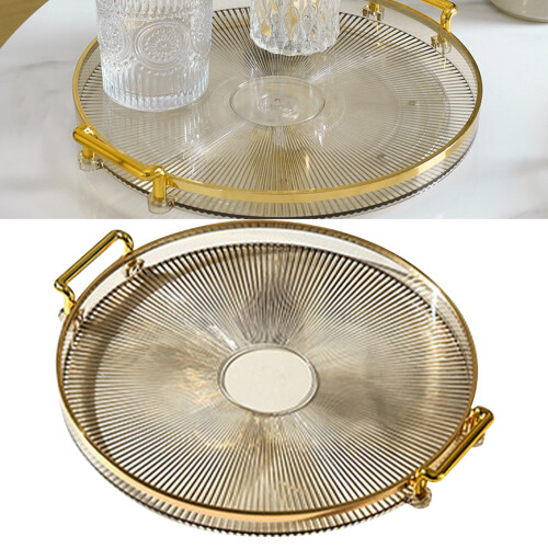 Round Handled Tray in Amber Gold 2