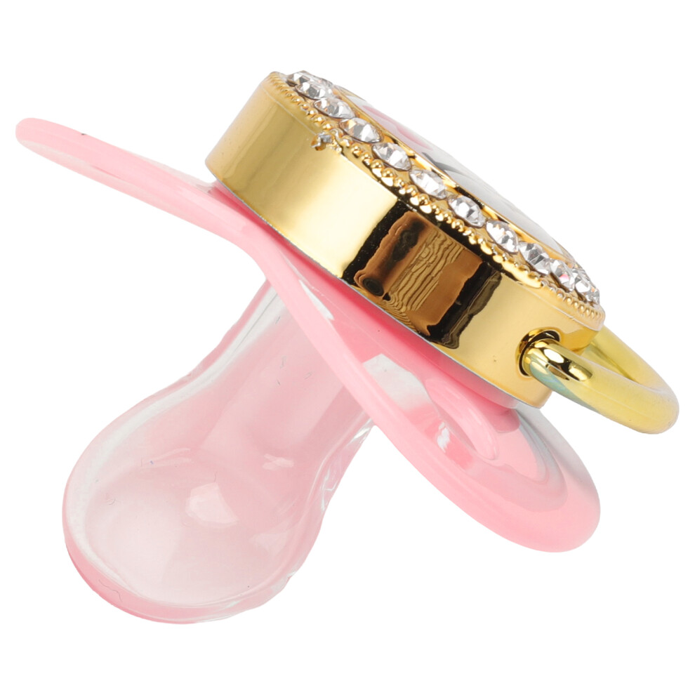 Baby Pacifier 6-18 Months Bpa-Free Silicone Bling With Clip Pink