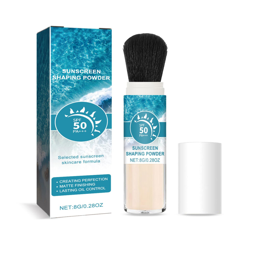 Mineral Sunscreen Powder SPF Setting Powder with BrushOn Sun Protection and Oil Control 0.28oz