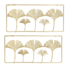 Décoration murale en métal doré en forme de brin, 29,5 x 14 cm, lot de 2