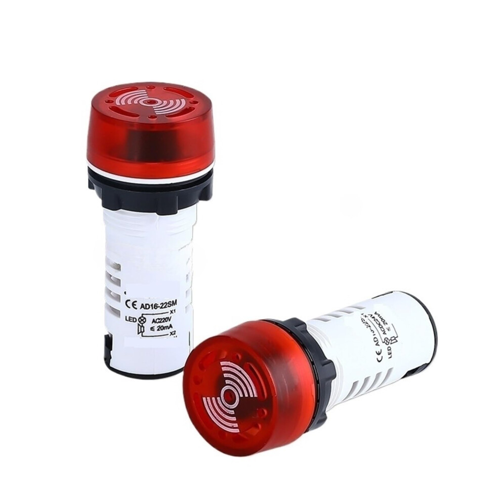 22Mm Panel Mount Buzzer Alarm With Loud Sound And Bright Red Led Industrial Warning 9169991206509